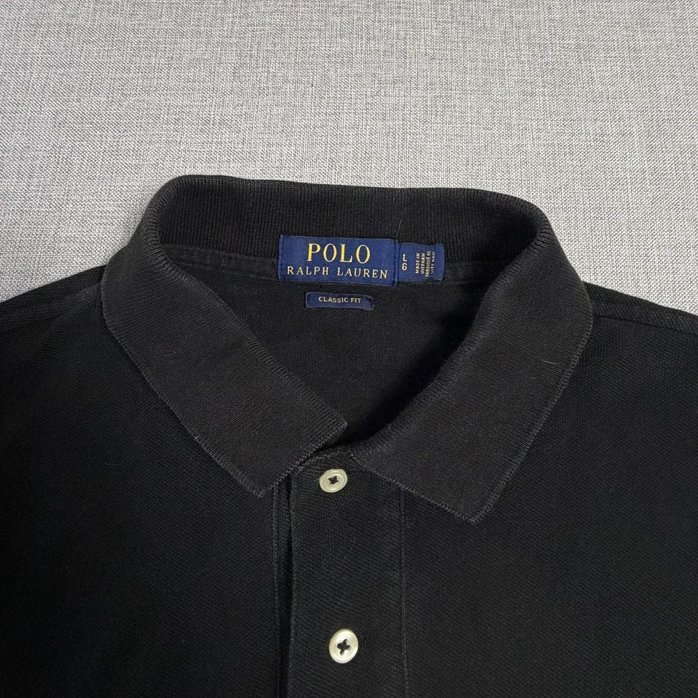 Polo Ralph Lauren Polo Shirt Mens L Black 100% Cotton Short Sleeve Classic Fit
